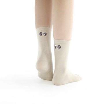 //原創刺繡// 眼睛系列3/4純棉刺繡女襪