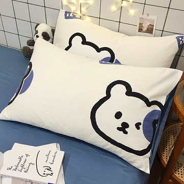 枕頭套 可愛全棉枕套一對裝夏季純棉兒童單人枕頭套男枕芯內膽套48x74cm