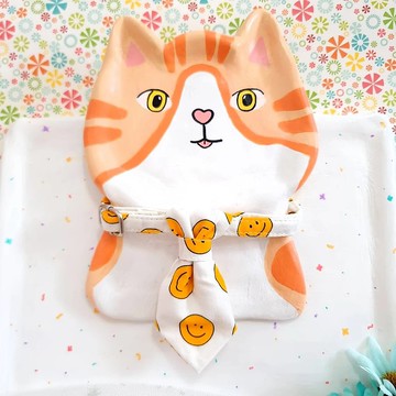 安全項圈，貓項圈，狗，貓領帶，笑臉圖案，黃
