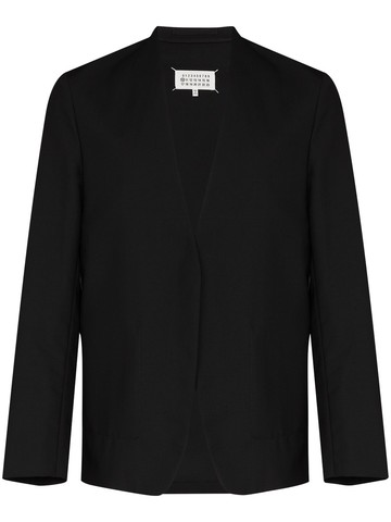 Maison Margiela - collarless single-breasted blazer - men - Cotton/Viscose/Virgin Wool - 44 - Black
