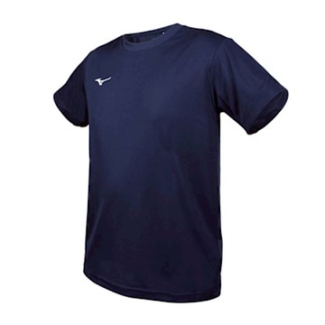 MIZUNO 男短袖圓領T恤-吸濕排汗 抗UV 運動 上衣 休閒 32TAC10114 丈青白