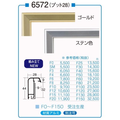 額縁 油絵/油彩額縁 アルミフレーム 仮縁 6572 サイズ P120号