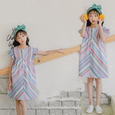 ワンピース キッズ 子供服 女の子 夏 親子ペア キッズワンピース 半袖ワンピース ストライプ チュニック 子供ドレス お姫様 おしゃれ カジュアル 可愛い 新品 通販 Lineポイント最大get Lineショッピング