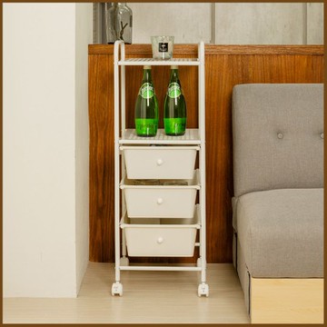 【ikloo】可移式雙板三抽屜置物收納箱