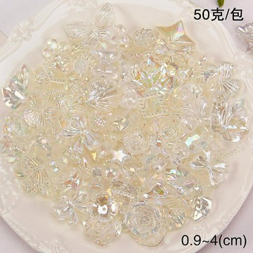 手工散珠子配件皮筋散珠飾品亞克力巴洛克風彩色高級感發夾鍍彩