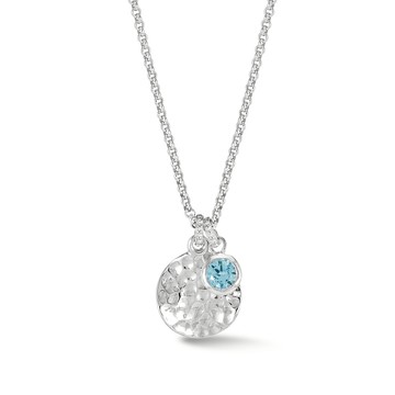 Hammered Disc & 5mm Blue Topaz Array Pendant