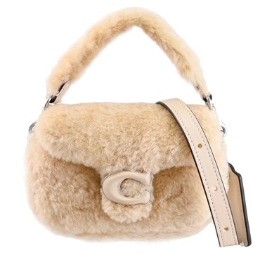 COACH CQ168 Tabby 12 羊羔毛兩用迷你包/小廢包.奶油黃