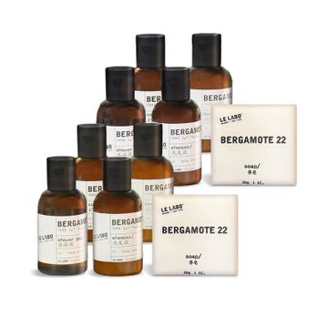 (即期品)Le Labo Bergamote 22佛手柑旅行5件組[洗髮精50ml+潤髮乳50ml+沐浴乳50ml+身體乳50ml+香皂30g]X2-國際航空版-期效202511