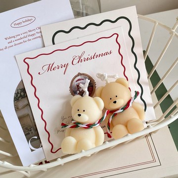 【聖誕系列】圍巾小熊 香氛蠟燭 聖誕禮物 交換禮物