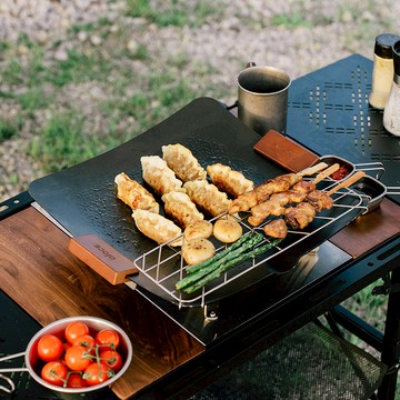 戶外露營瓦片式烤盤 電火通用烤盤_內附收納袋及濾架