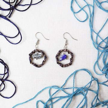 手編耳環 麻花紺 青金石 耳夾/耳勾