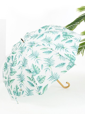 日系小清新印花8K直桿傘長柄簡約純色創意木手柄復古雨傘