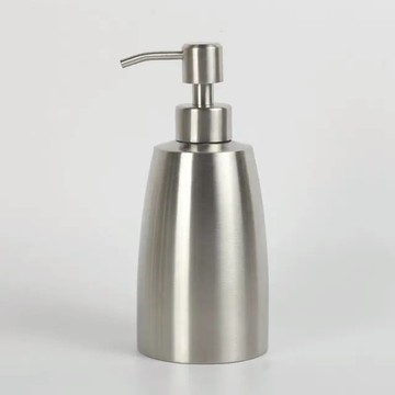 【日本代購】銀色 304 不鏽鋼皂液器錐形洗手液瓶 350 毫升洗髮精分配器