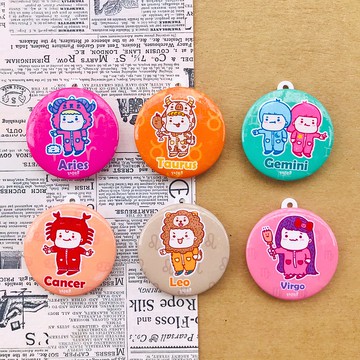 逗趣胸章/鑰匙圈吊飾 -可愛12星座