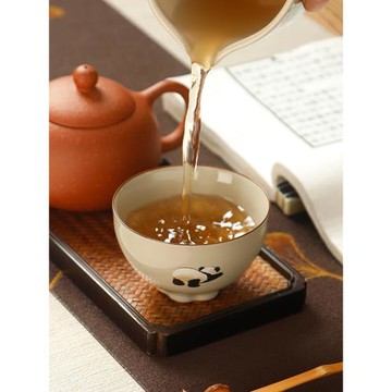 陶瓷小熊貓花花茶杯品茗杯主人杯單杯家用簡約中式喝茶杯個人專用
