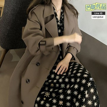 【小個子顯高】風衣外套女 大衣女 中長款風衣 韓系風衣 百搭外套 時尚洋氣 雙排扣設計 垂感面料 春秋通勤約會穿搭