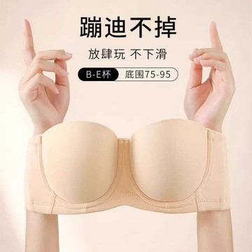 🚀虧本到貨🚀日本🇯🇵 大碼無肩帶內衣女防滑大胸顯小薄款聚攏防下垂抹胸婚紗隱形文胸罩