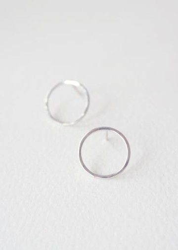 簡約造型手工敲花純銀耳環