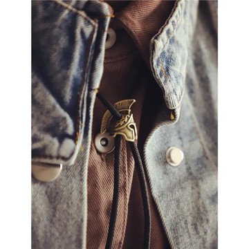 復古斯巴達勇士 銅質小款盔甲休閑美式卡美咔嘰波洛領帶 BOLOTIE