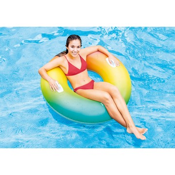 【INTEX】粉彩漸層游泳圈-直徑122cm 泳圈/浮排 適用9歲以上+ 15130590(58202EU)