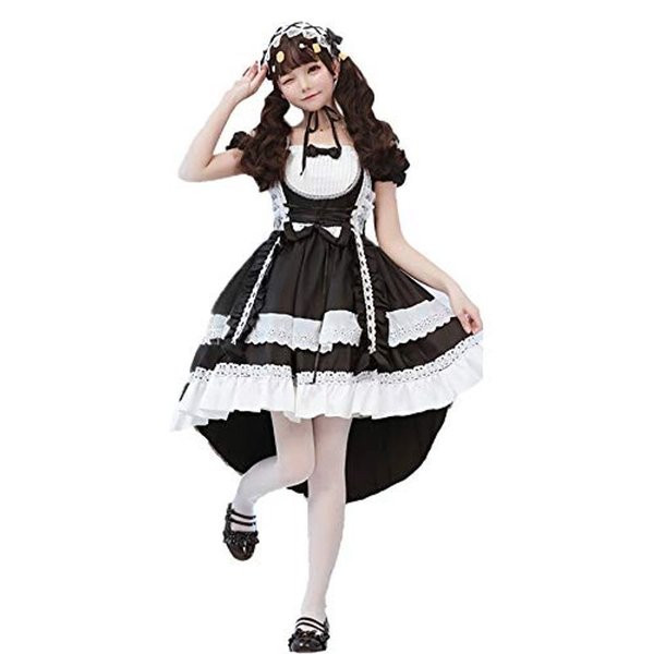 品質が サニーステップ ロリィタ メイド 服 S 6l コスプレ 可愛い ゴスロリ ゴシック ワンピース レディース チェック柄 黒 コスチュー 60 Off Kanematsuusa Com