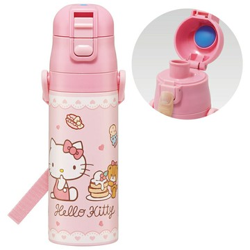 真愛日本 凱蒂貓 kitty 甜點粉 超輕量 不鏽鋼 保冷水壺 470ml 水壺 水瓶 戶外 郊遊 禮物
