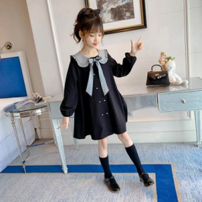 日本の千葉発送 即納あり フォーマル 女の子 キッズ 子供服 ワンピース 子ども服 ドレス 白襟付き おしゃれ 可愛い 結婚式 入学式 卒業式 小学校 女子 発表会 長袖 春秋 110 1 130 140 150 160 Aライン 韓国 入園式 卒園式 小学校 通園