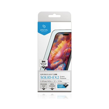 imos Apple iPhone 17 / 17 Pro / 16 Pro 6.3吋 美國UL認證 2.5D 9H透明RPF80低藍光黑邊螢幕保護貼