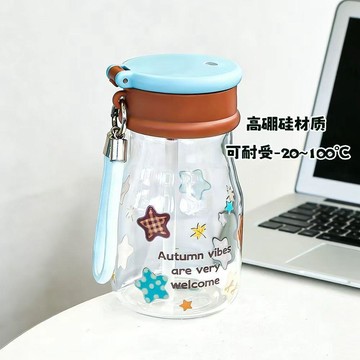 ✨臺灣出貨✨女生吸管高顏值2026玻璃杯新款小衆設計可愛學生上學便攜水杯