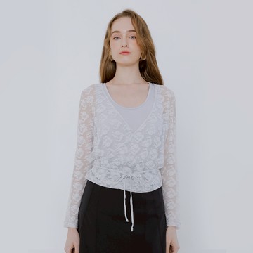 收腰蕾絲罩衫 #W00272