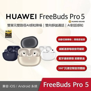 HUAWEI FreeBuds Pro 5 真無線藍牙降噪耳機冰霜銀