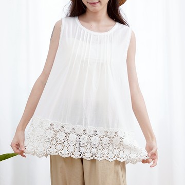 圓領水溶刺繡棉背心659234