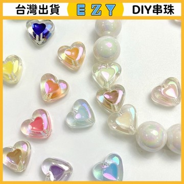 [EZY]台灣出貨 串珠 DIY 串珠材料 手串 珠子 亚克力透明镀彩滴油爱心diy手工串珠ins风彩色手机链饰品配件散