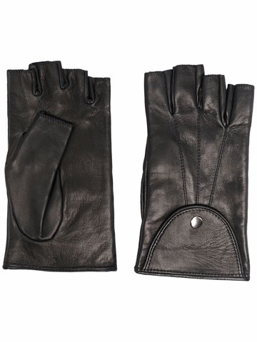 Manokhi - fingerless button gloves - women - Leather - 8 - Black