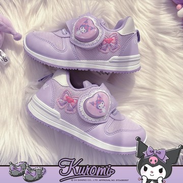 Ann’S正版三麗鷗授權-KUROMI酷洛米 蝴蝶結柔軟包覆防臭鞋墊閃燈童鞋1.5cm-紫