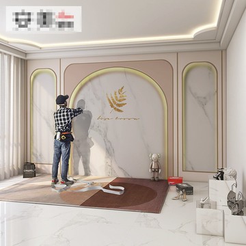 網紅直播間裝飾背景墻壁紙主播墻紙3D壁布美容院服裝店8d背景墻布