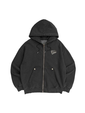 CHARCOAL STAR LOGO ZIP-UP HOODIE