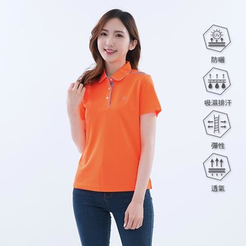 【遊遍天下】女款格紋領抗UV吸濕排汗機能格紋POLO衫GS1016桔色