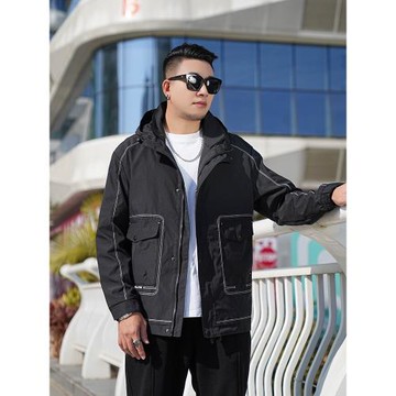 2026秋冬季大碼夾克連帽加肥加大上衣加絨加厚外套300斤休閑男裝