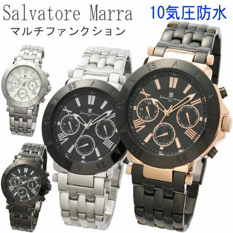 【美品＊稼動品】サルバトーレマーラ　メンズ　腕時計　デイトカレンダー　スモセコ Salvatore Marra サルバトーレマーラ 腕時計 メンズ クロノ
