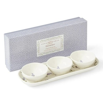 Portmeirion Sophie Conran 薰衣草花紋深碗 3個 + 托盤  薰衣草花紋  1組