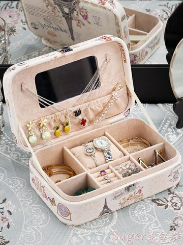 首飾收納盒首飾盒皮革公主歐式飾品盒手飾整理盒耳環耳釘戒指耳墜首飾收納盒 雙11全館免運