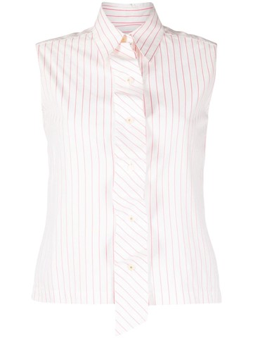 CHANEL Pre-Owned - 1990s striped sleeveless shirt - women - Cotton - One Size - White