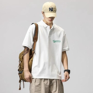 男士POLO衫 透氣 排汗 美式復古重磅短袖POLO衫男夏季潮牌寬鬆港風純棉T恤上衣服0719