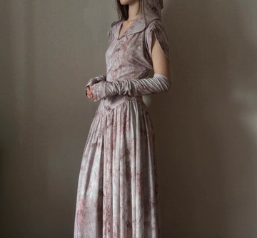 新中式復古 / 不規則連帽連身裙 / 多種穿法