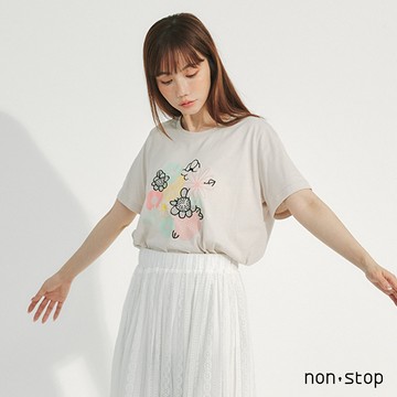 non-stop 花語呢喃手繪感插畫T恤-2色