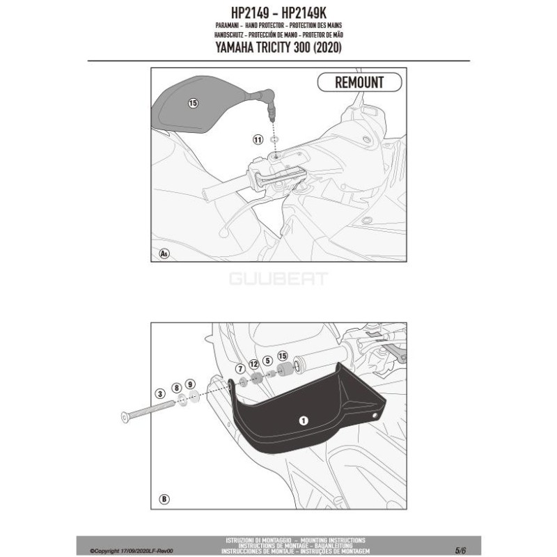 GIVI HP2149 ハンドガード／YAMAHA TRICITY 300 (20 - 22)専用／ジビ