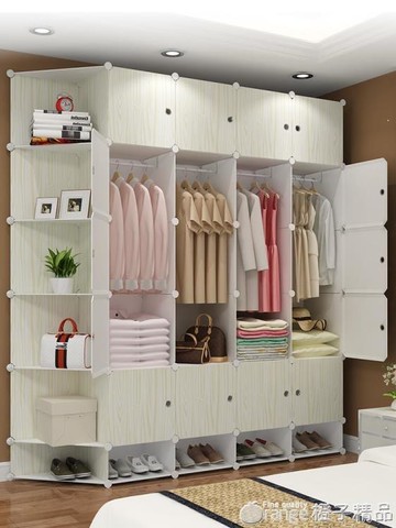 簡易衣櫃組裝收納櫃子現代簡約掛出租房用布藝實木塑料臥室布衣櫥