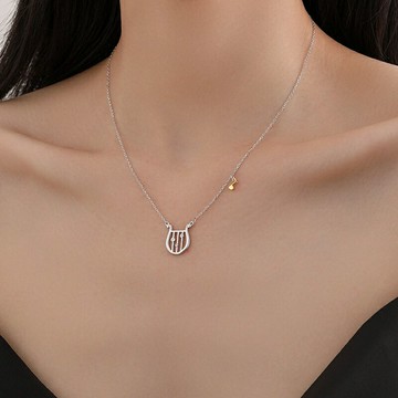 現貨+預購 925純銀項鍊豎琴吊墜-氣質音符鋯石鎖骨鏈女飾品2色74iu85【獨家進口】【米蘭精品】