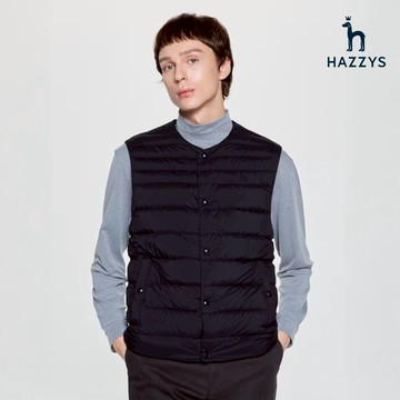 【HAZZYS】男款黑色輕量柔軟蓄熱保暖羽絨背心 YZWUD405
